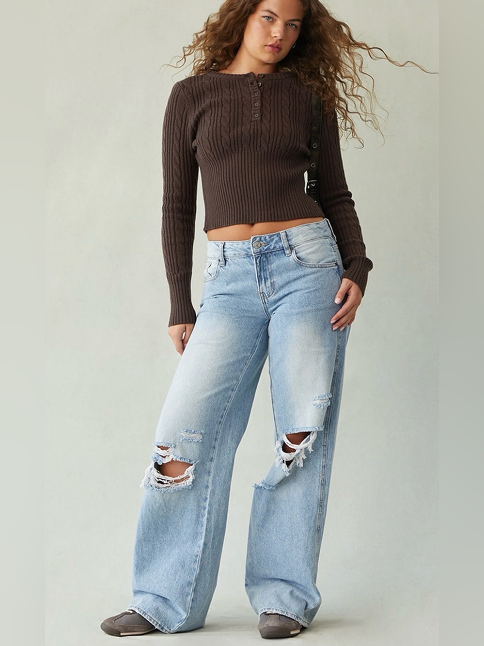 PacSun Casey Low Rise Baggy Jeans Ripped Knees Medium Indigo – Size 30